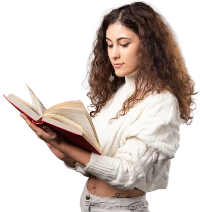 Author reading a freshly published book
